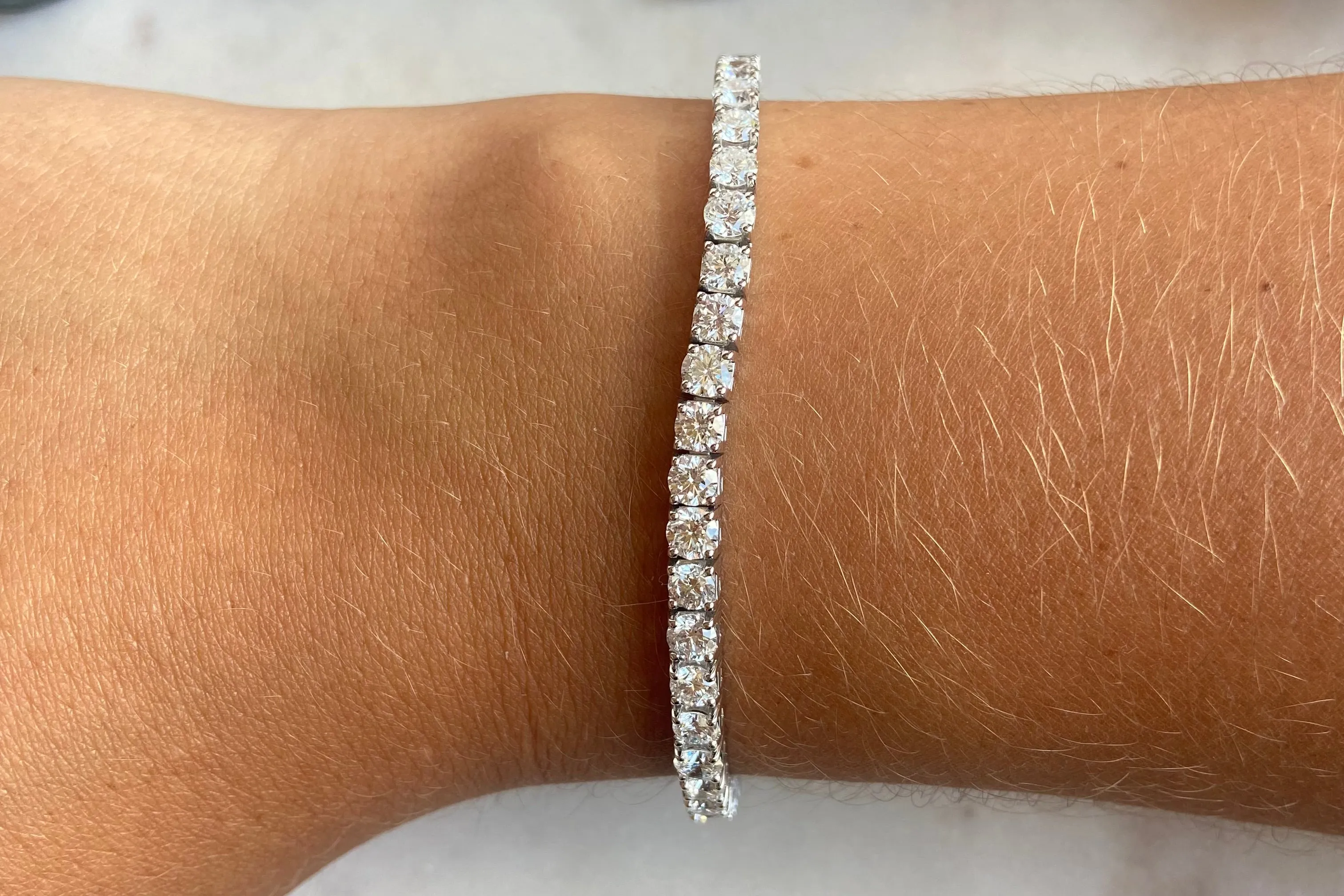 10 TCW White Gold Flexible Lab-Grown Diamond Tennis Bracelet
