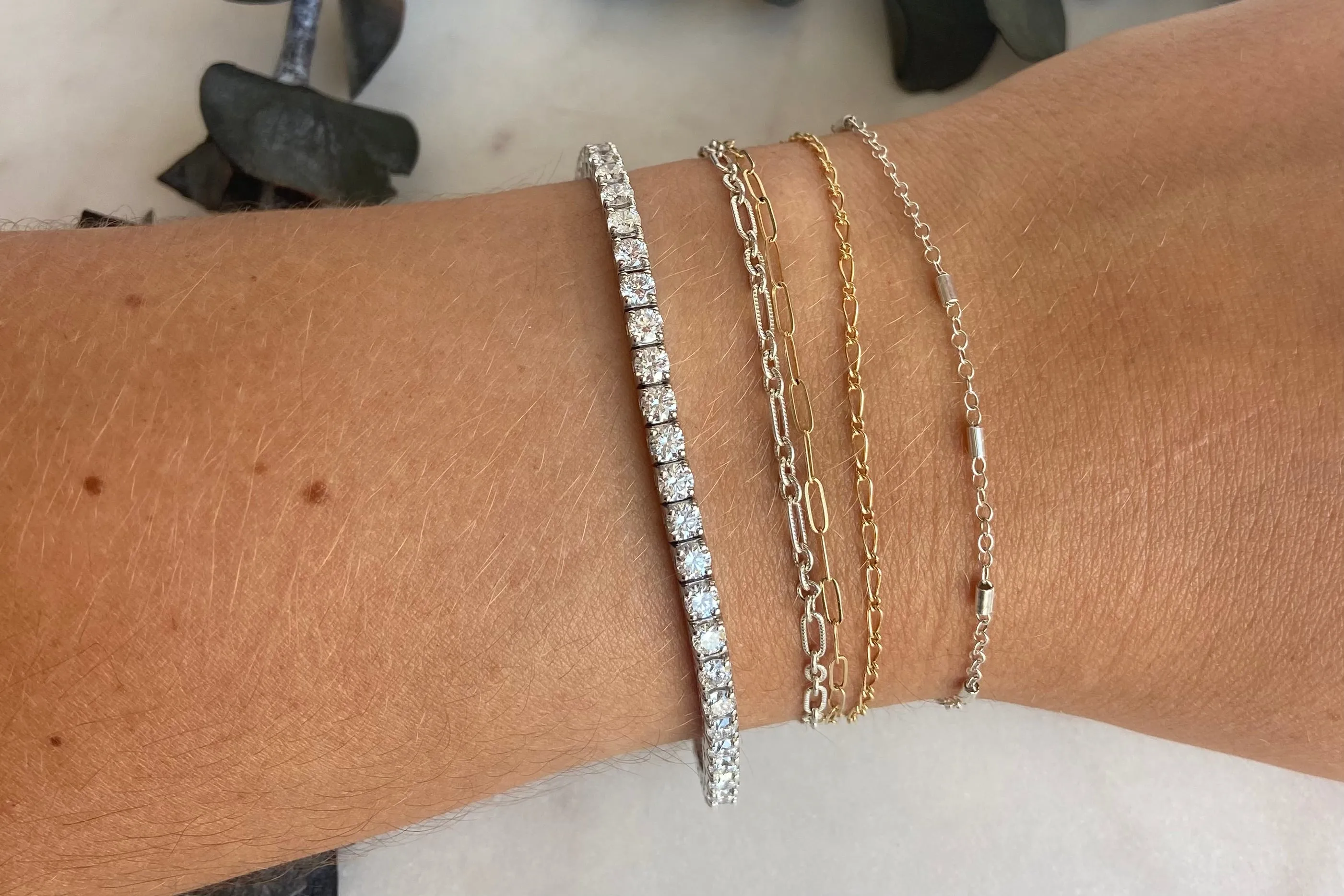 10 TCW White Gold Flexible Lab-Grown Diamond Tennis Bracelet
