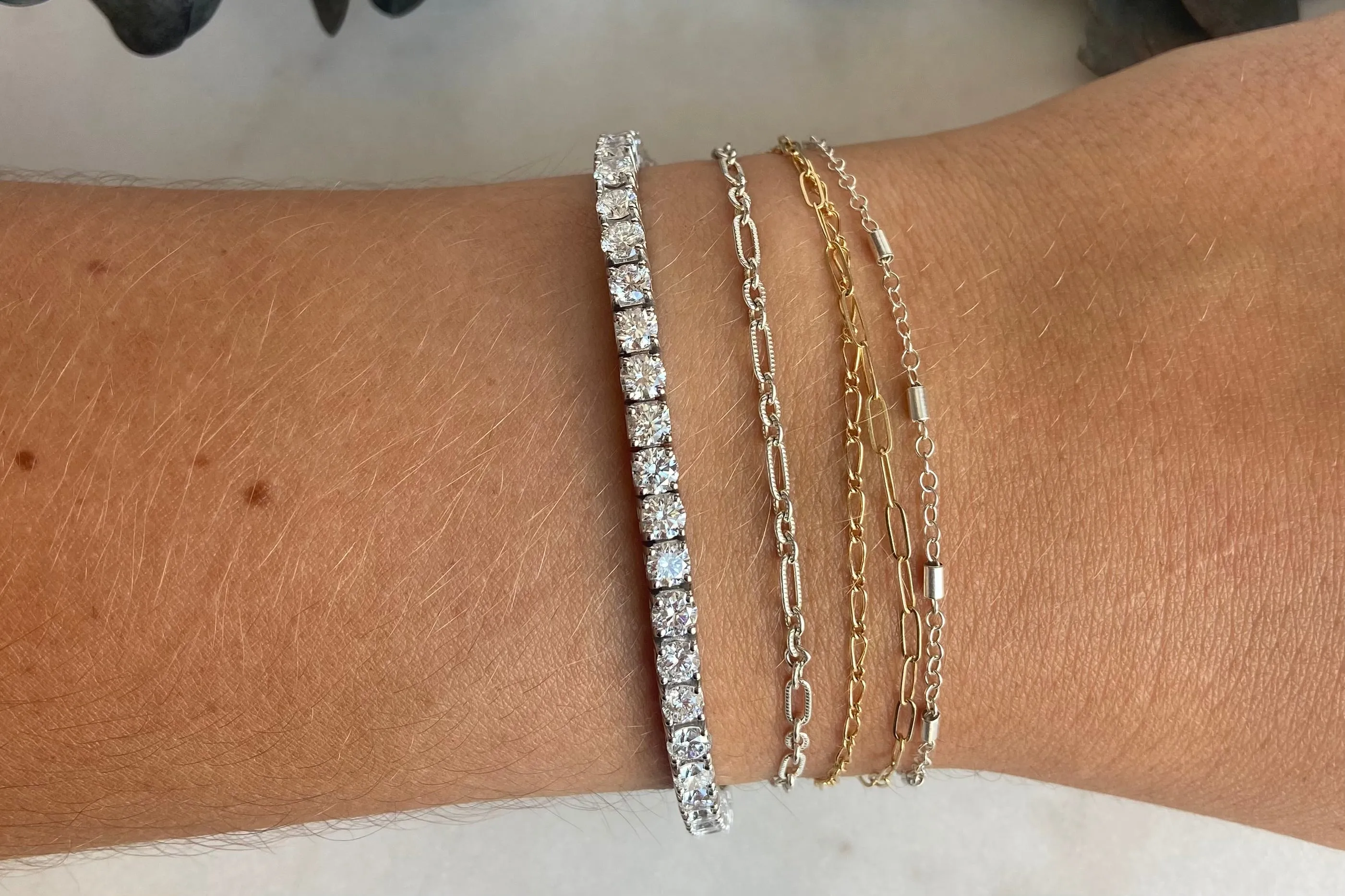 10 TCW White Gold Flexible Lab-Grown Diamond Tennis Bracelet