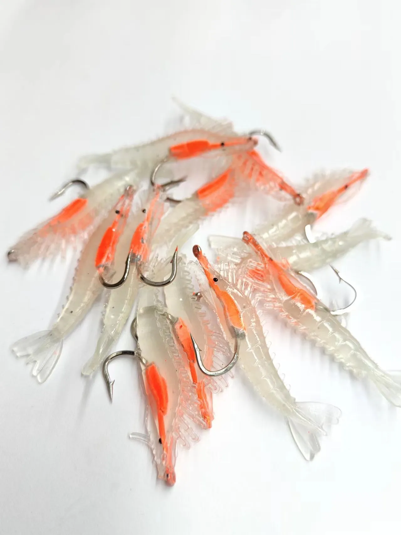 12pcs  Small Shrimp Fishing Lure with hooks 65mm 3g Luminous