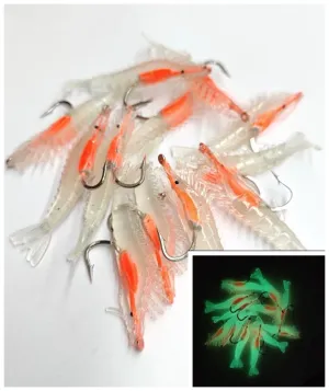 12pcs  Small Shrimp Fishing Lure with hooks 65mm 3g Luminous