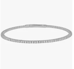 14k White Small Gold Diamond Flexible Bangle
