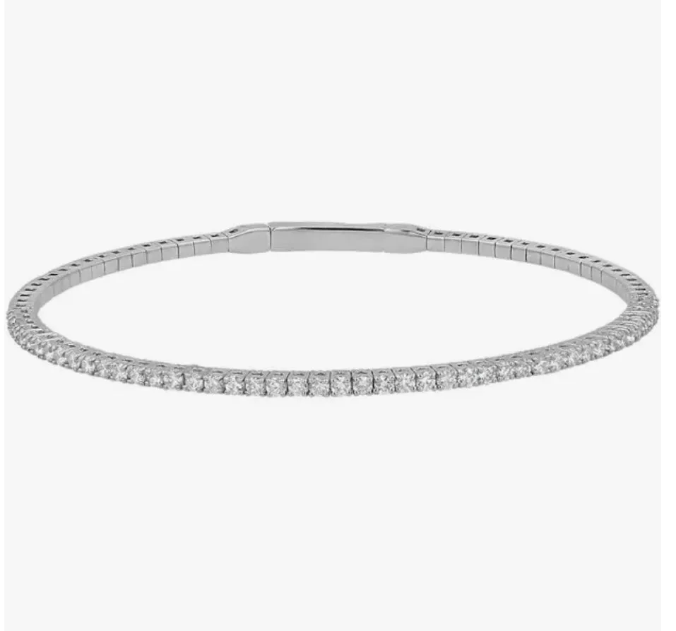 14k White Small Gold Diamond Flexible Bangle