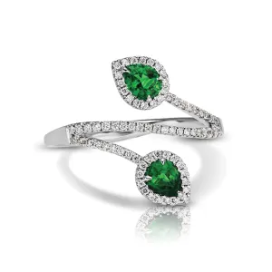 14kt Gold 1/5 ct tw Ring F VS Diamonds Emerald Center