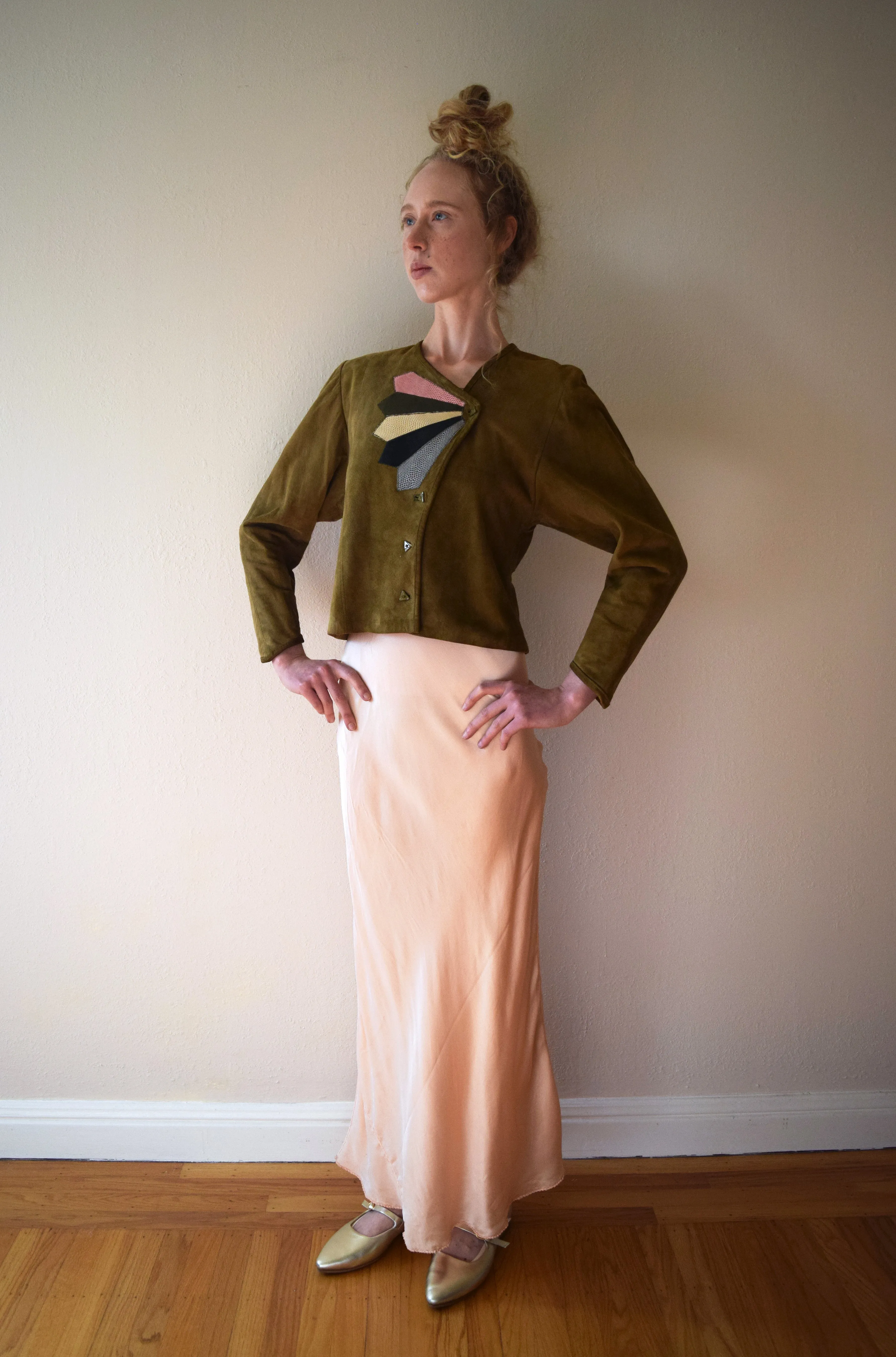 1930s 1940s vintage suede leather jacket . size small to medium