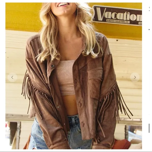 26 ✨ONE DAY SALE✨Caroline Retro Chic Fringe Faux Suede Jacket