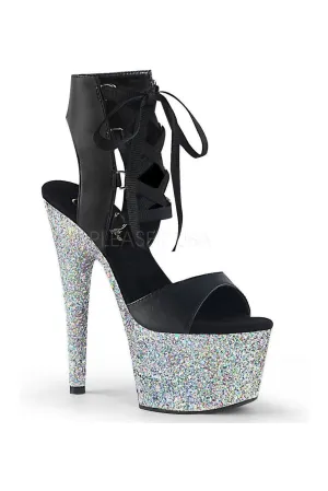 ADORE-700-14LG Platform Sandal | Black Faux Leather