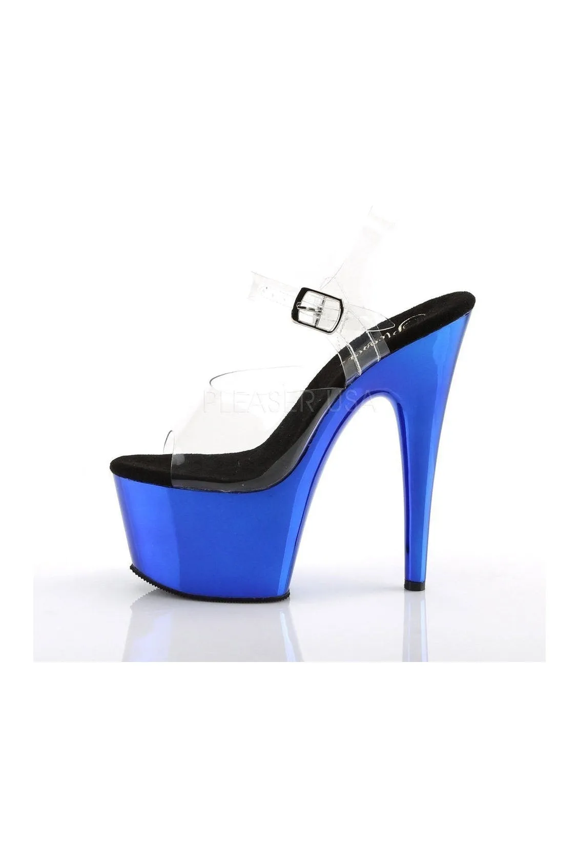 ADORE-708 Platform Sandal  | Blue Vinyl