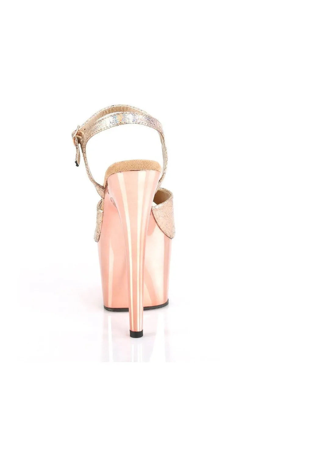 ADORE-709HM Sandal | Rose Gold Faux Leather