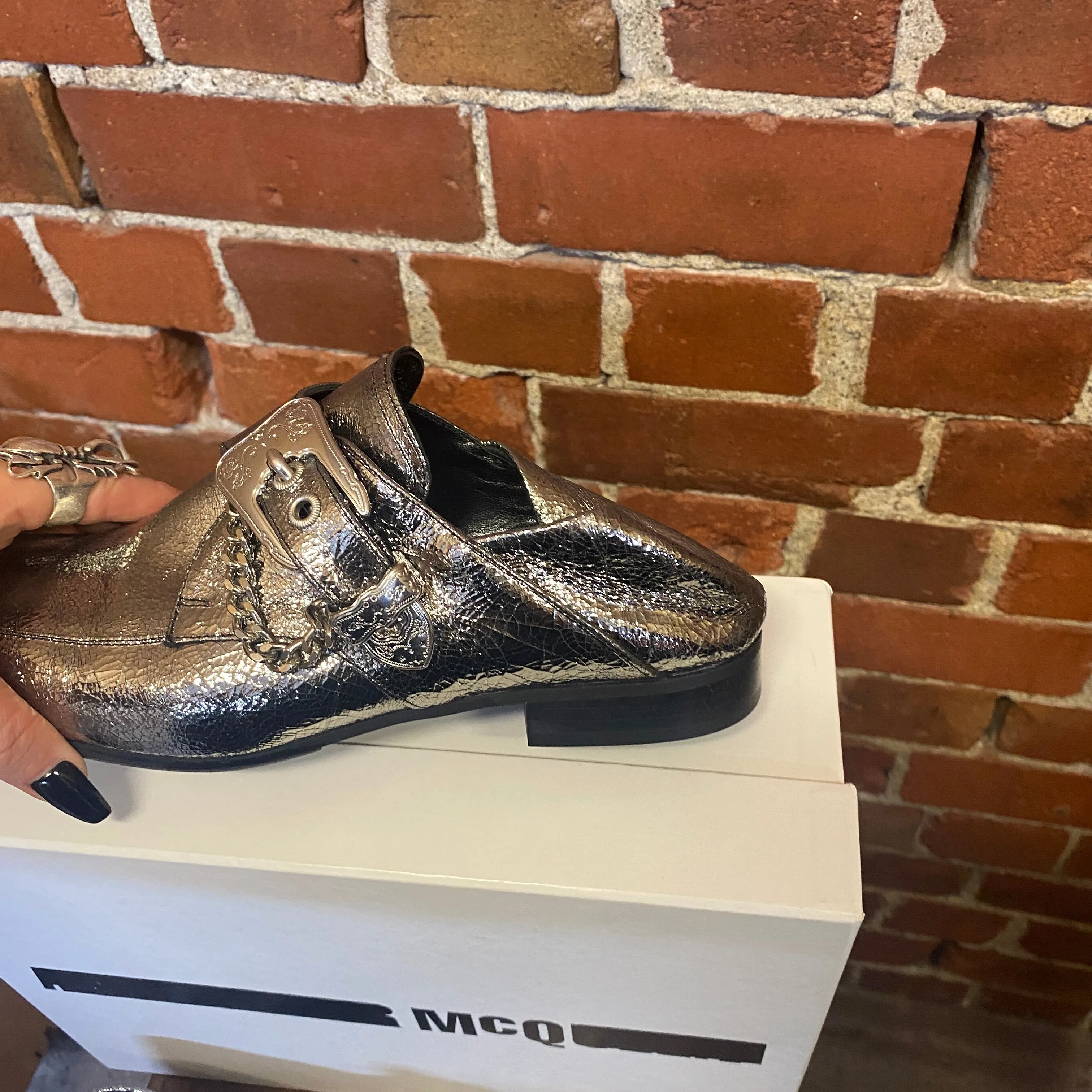 ALEXANDER MCQUEEN silver loafers 40