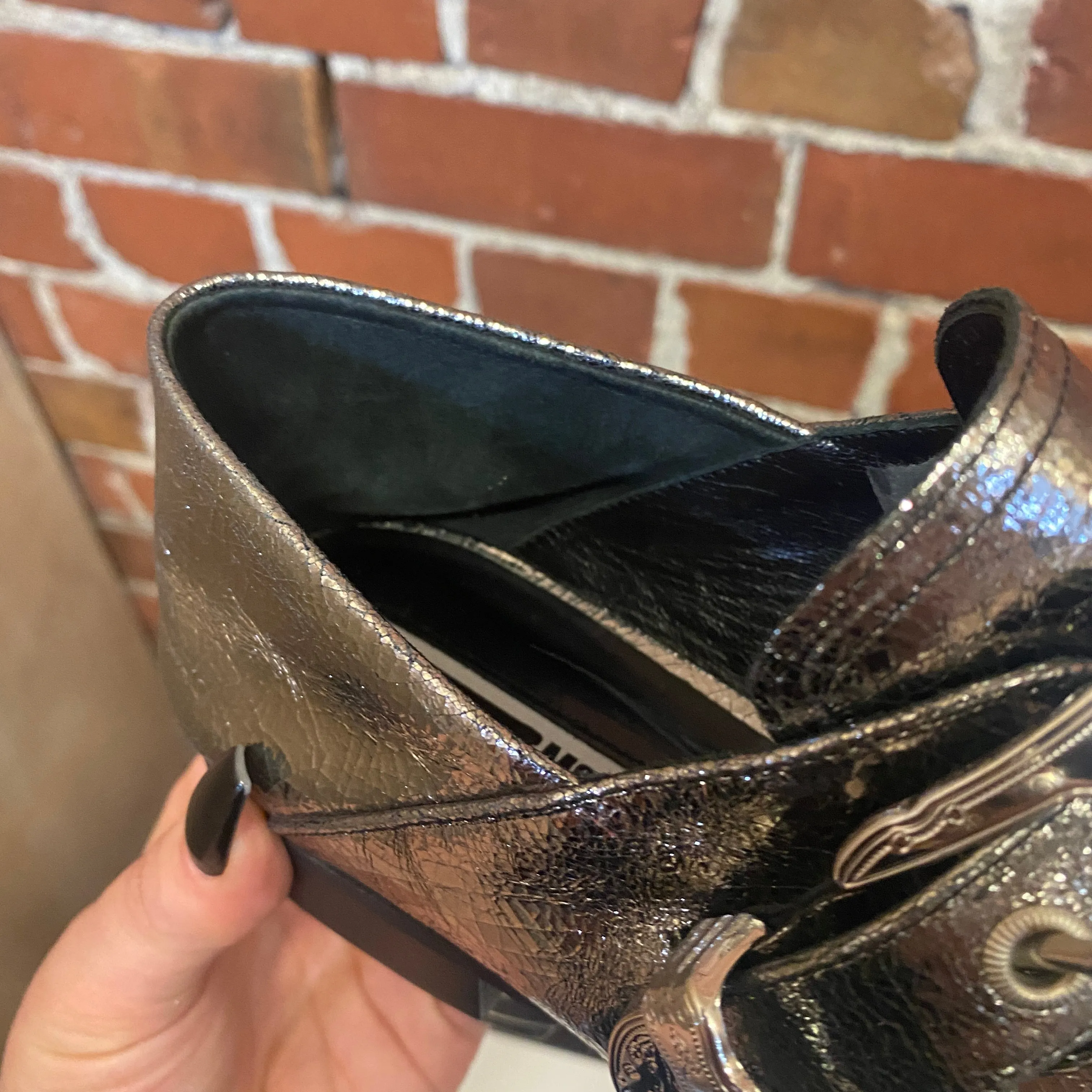 ALEXANDER MCQUEEN silver loafers 40