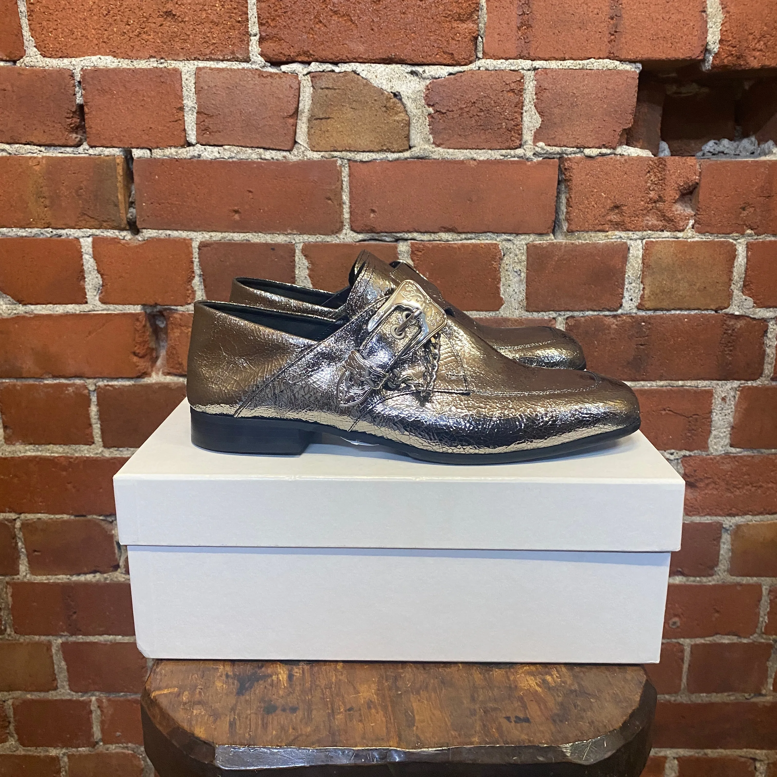ALEXANDER MCQUEEN silver loafers 40