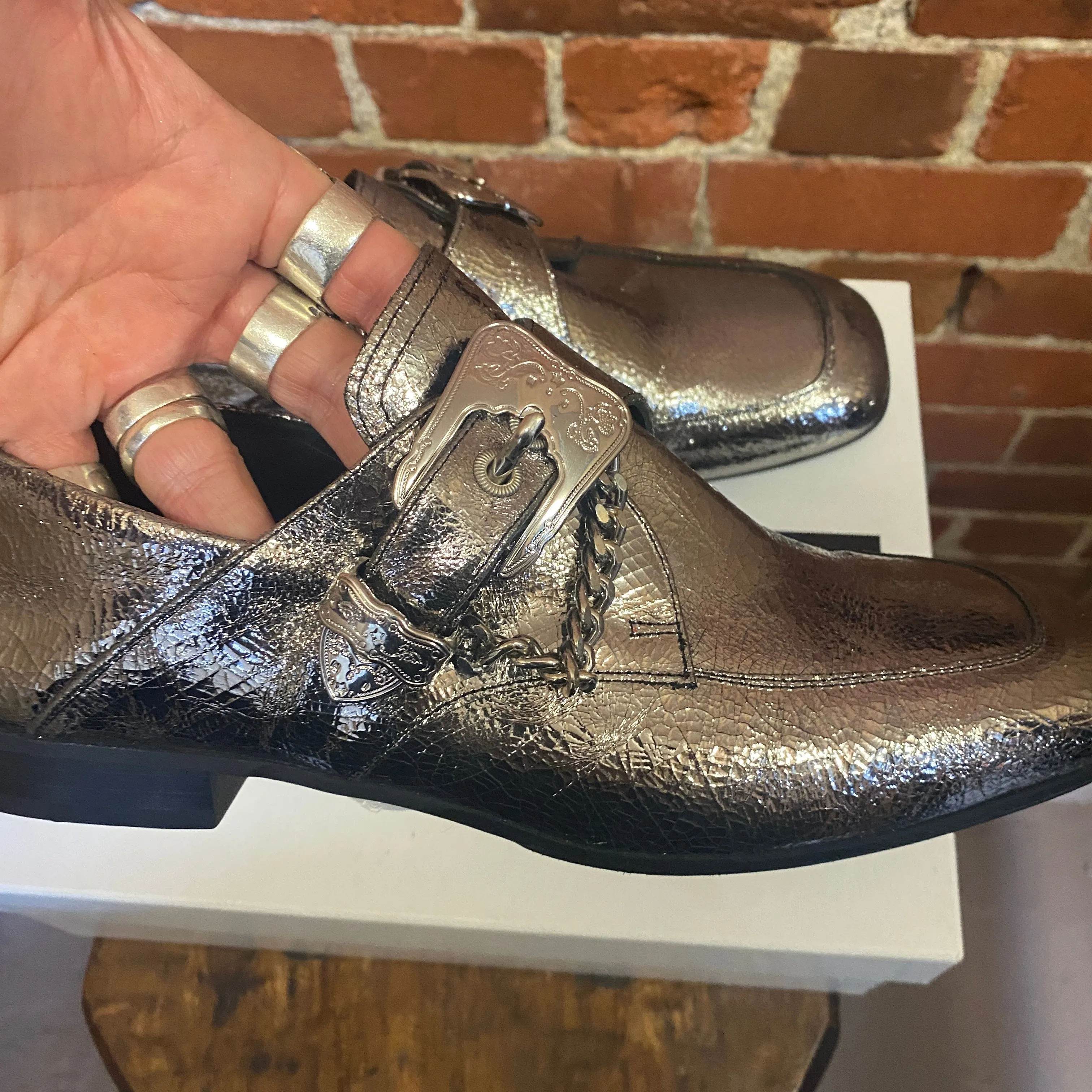 ALEXANDER MCQUEEN silver loafers 40