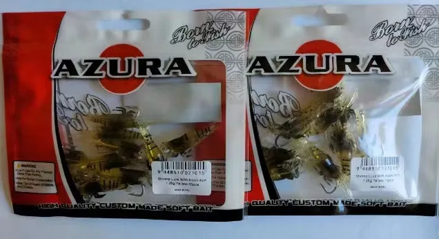 Azura  20pcs Soft Plastic Yellow mini Shrimp Fishing Lure with hooks 40mm