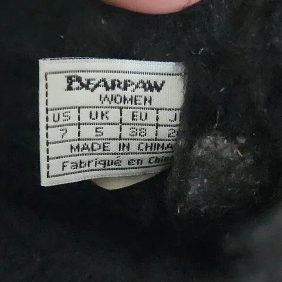 Bearpaw Elle Short Black Suede Sheepskin Mid Calf Boot Size 7(38)