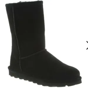 Bearpaw Elle Short Black Suede Sheepskin Mid Calf Boot Size 7(38)