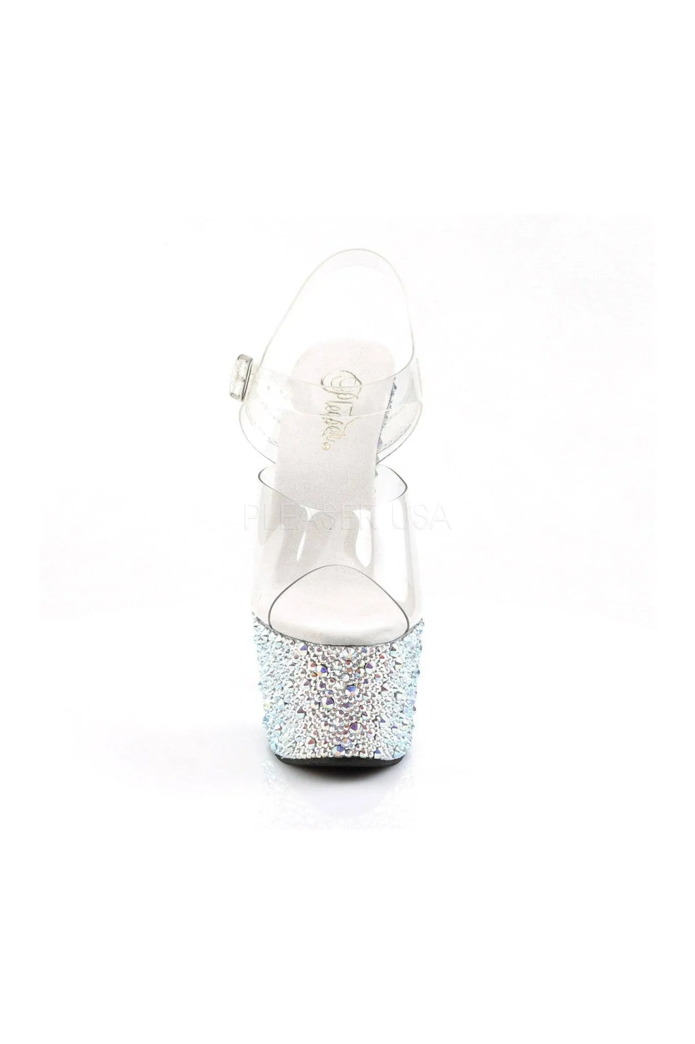 BEJEWELED-708MS Platform Sandal  | Clear Vinyl
