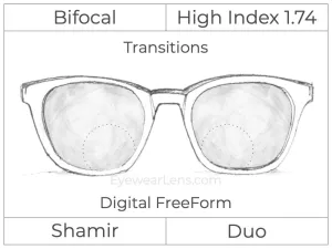 Bifocal - Shamir Duo - High Index 1.74 - Digital - Transitions Signature