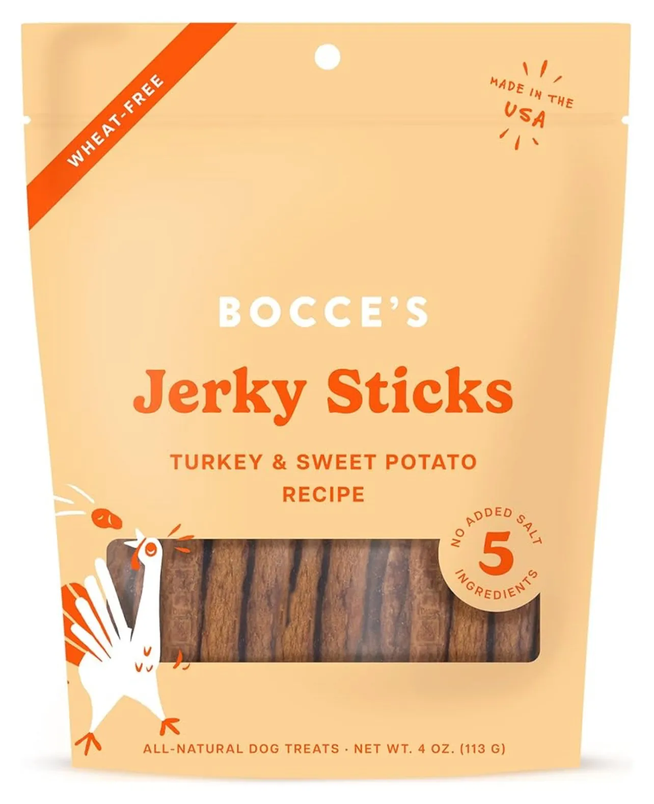 Bocce’s Bakery - 4oz Turkey Jerky Sticks with Sweet Potato