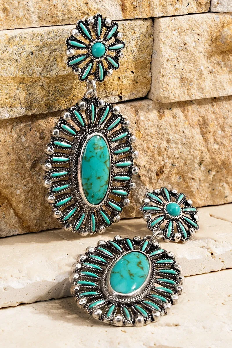 Bohemian Oval Blossom Earrings