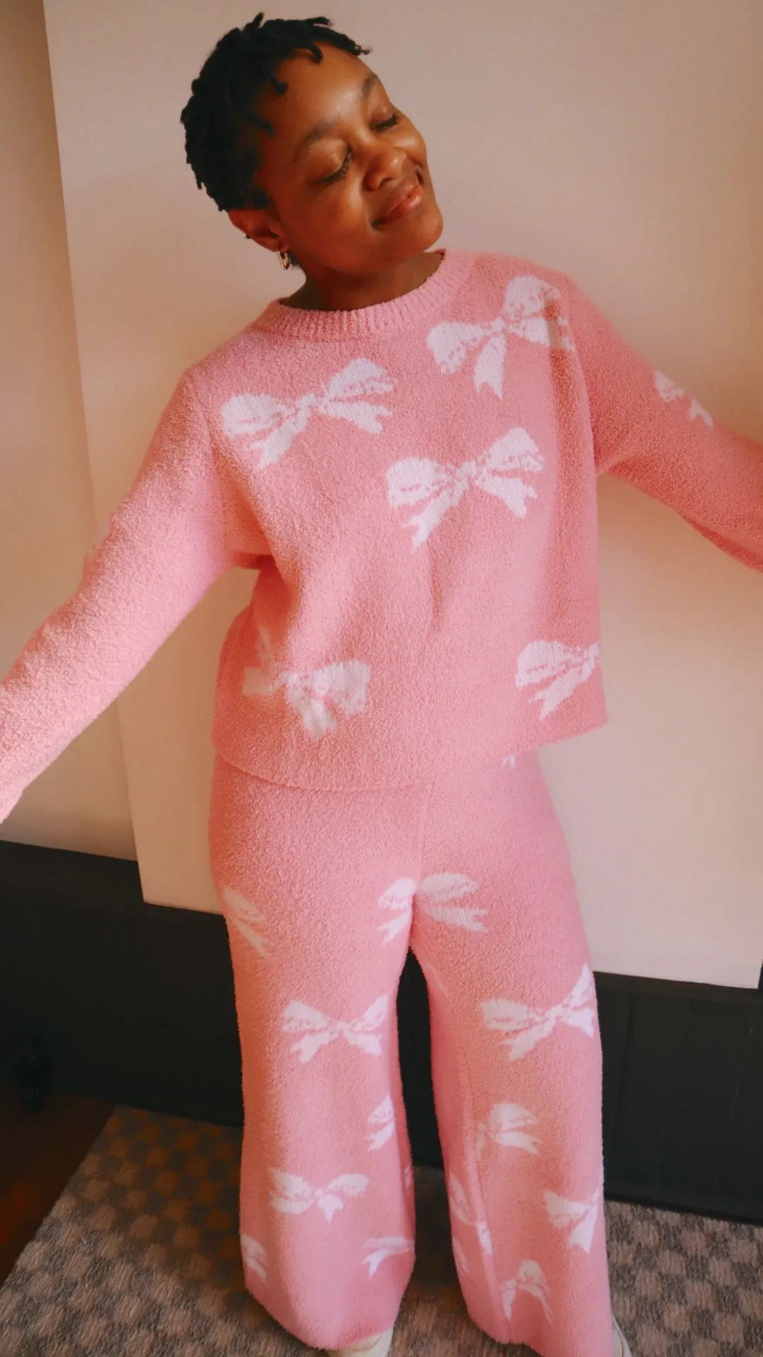 Bow-Print Cozy Sweater Pant