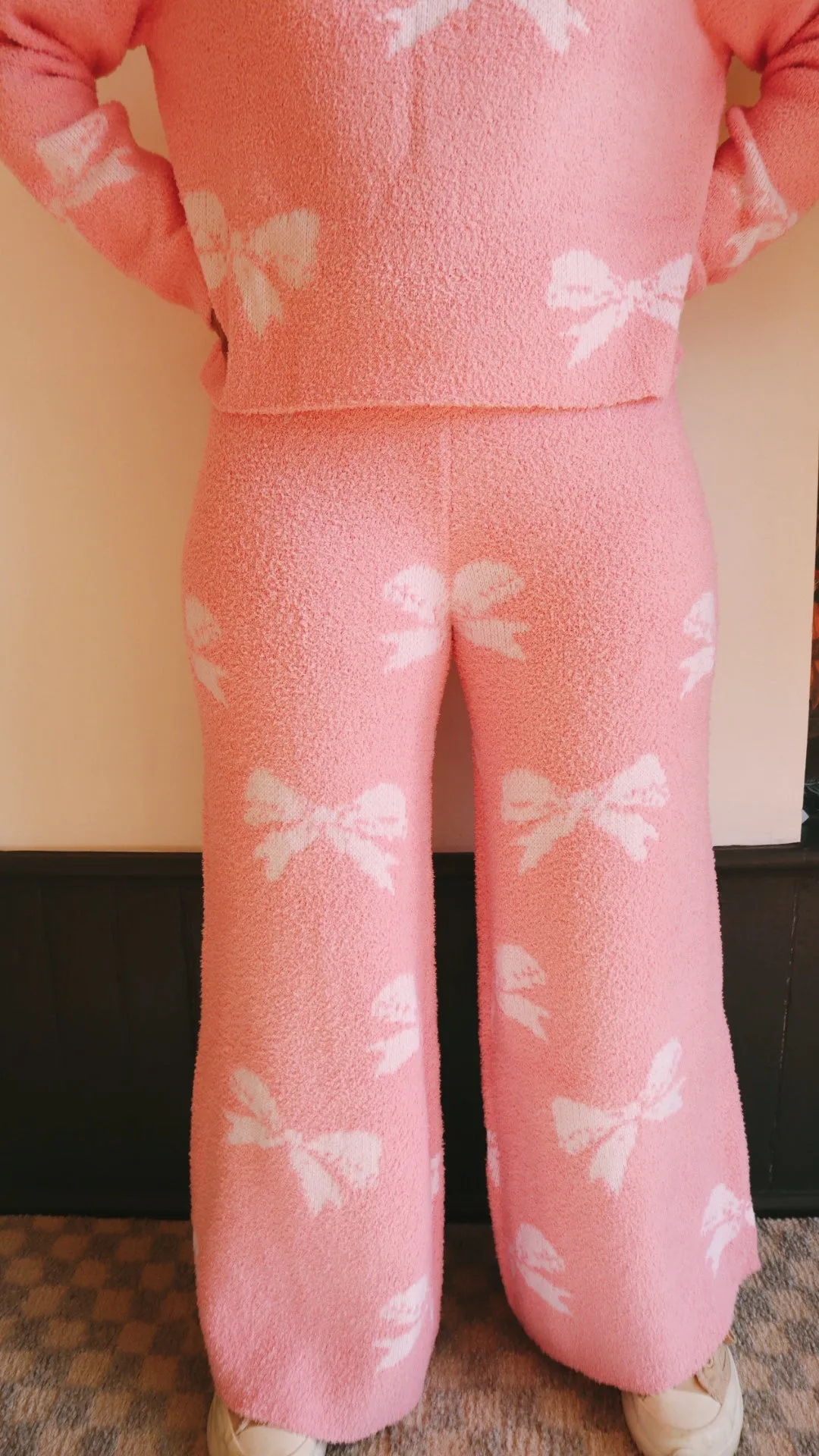 Bow-Print Cozy Sweater Pant