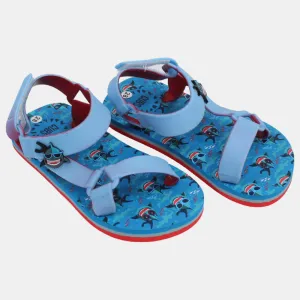 Boys Rubber Sandal – Baby Blue with Funny Shark Print