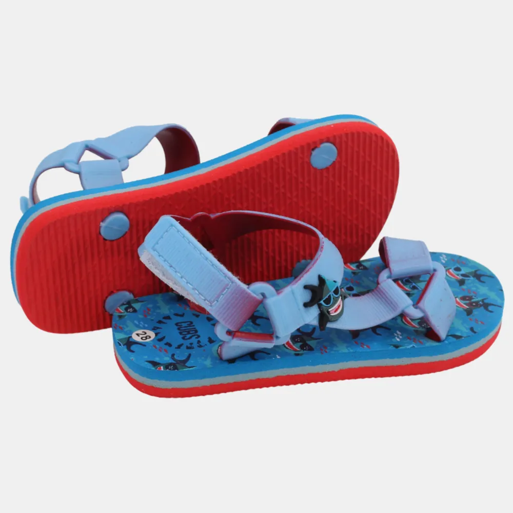 Boys Rubber Sandal – Baby Blue with Funny Shark Print