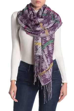 Brand new Women's Over Sized Herringbone Plaid Blanket Scarf by Free Press, Purple Combo, Retails $40 