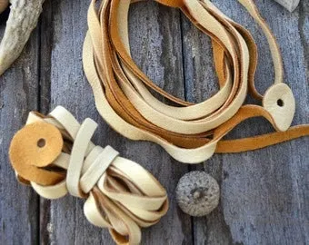 Buckskin ~  Leather Beaded Fringe Earrings, Western