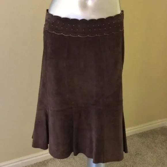CAbi Suede Leather Skirt Size 8