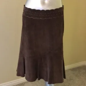 CAbi Suede Leather Skirt Size 8