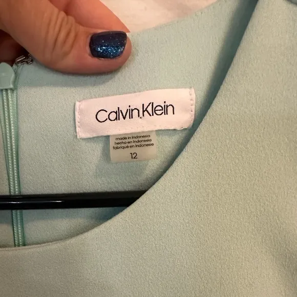 Calvin Klein NWT Side Draped Crepe Sheath Dress Mint Size 12