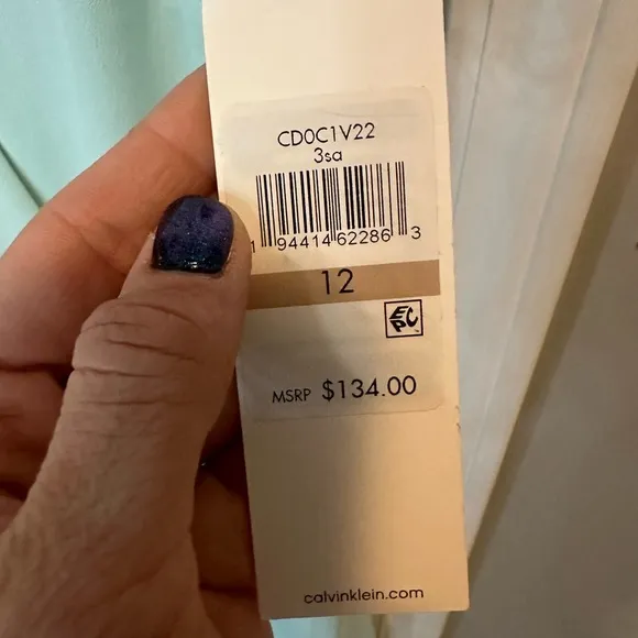 Calvin Klein NWT Side Draped Crepe Sheath Dress Mint Size 12