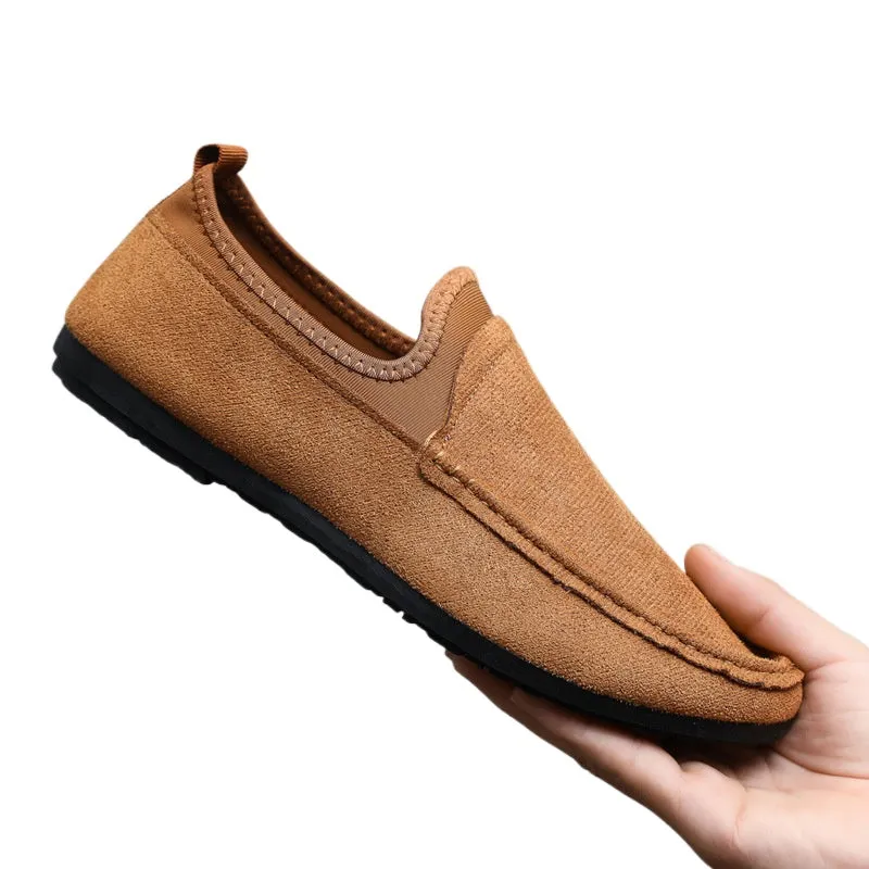 Casual thin versatile waterproof leather surface simple thick-soled soft leather senior men's loafu Doudou shoes one pedal to work