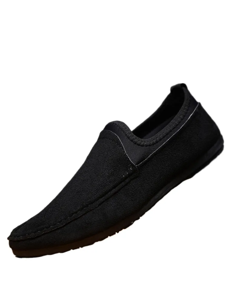 Casual thin versatile waterproof leather surface simple thick-soled soft leather senior men's loafu Doudou shoes one pedal to work