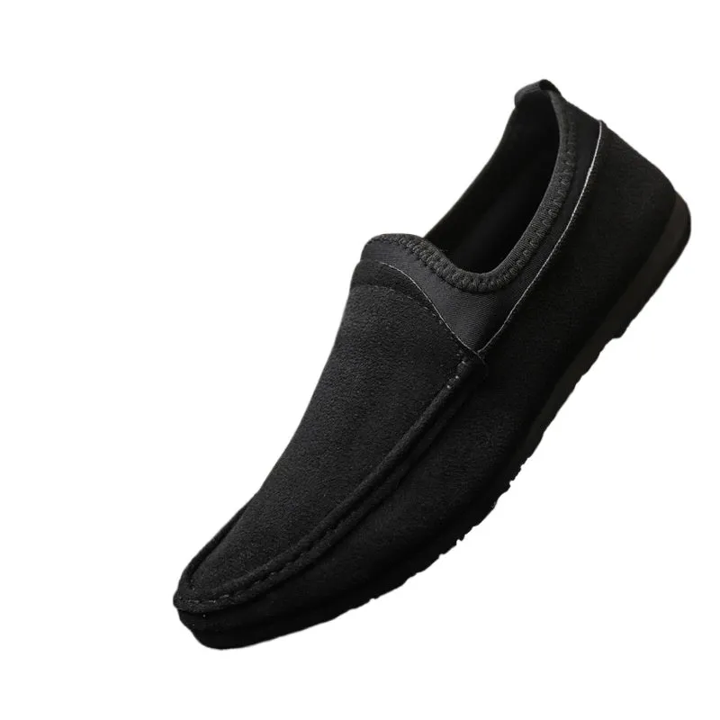 Casual thin versatile waterproof leather surface simple thick-soled soft leather senior men's loafu Doudou shoes one pedal to work
