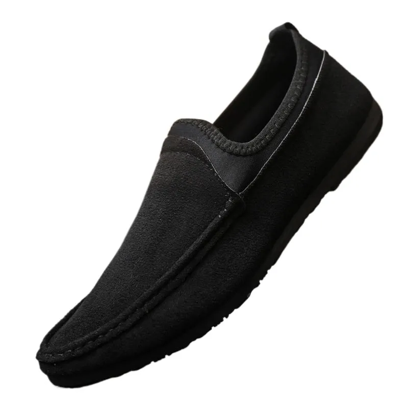 Casual thin versatile waterproof leather surface simple thick-soled soft leather senior men's loafu Doudou shoes one pedal to work
