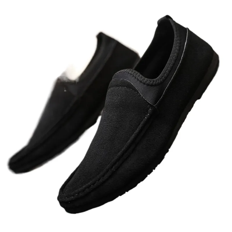 Casual thin versatile waterproof leather surface simple thick-soled soft leather senior men's loafu Doudou shoes one pedal to work