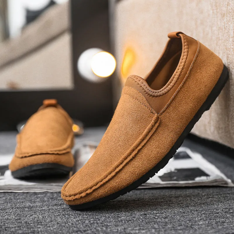 Casual thin versatile waterproof leather surface simple thick-soled soft leather senior men's loafu Doudou shoes one pedal to work