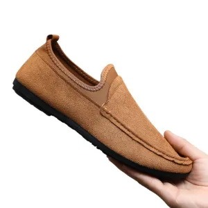 Casual thin versatile waterproof leather surface simple thick-soled soft leather senior men's loafu Doudou shoes one pedal to work