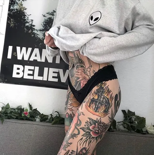 Cozy Gray Alien Patch Sweater