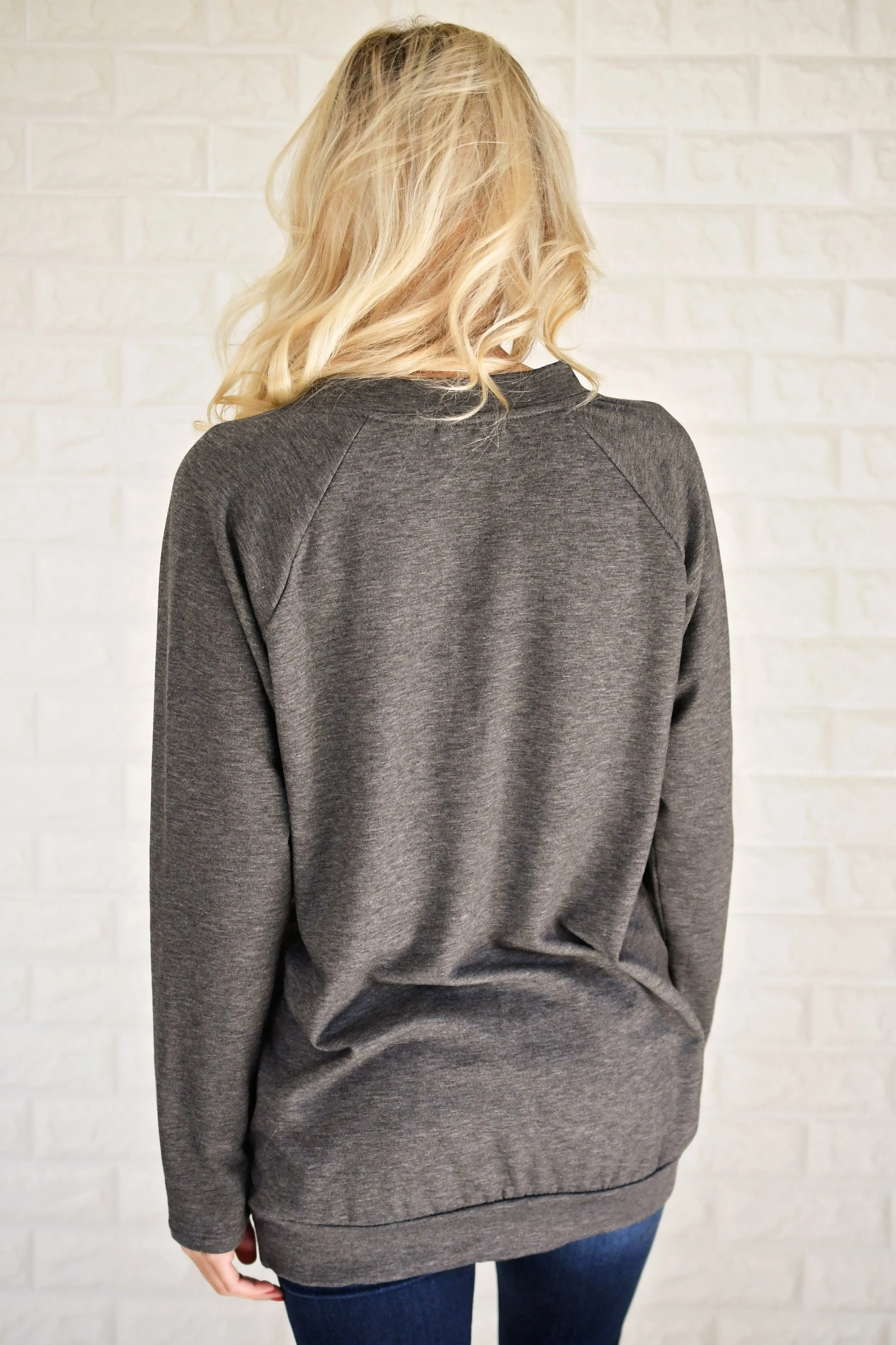 Cozy in Lace Sweater ~ Charcoal