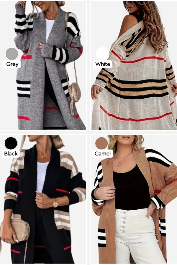 Cozy Striped Long Knitted Cardigan