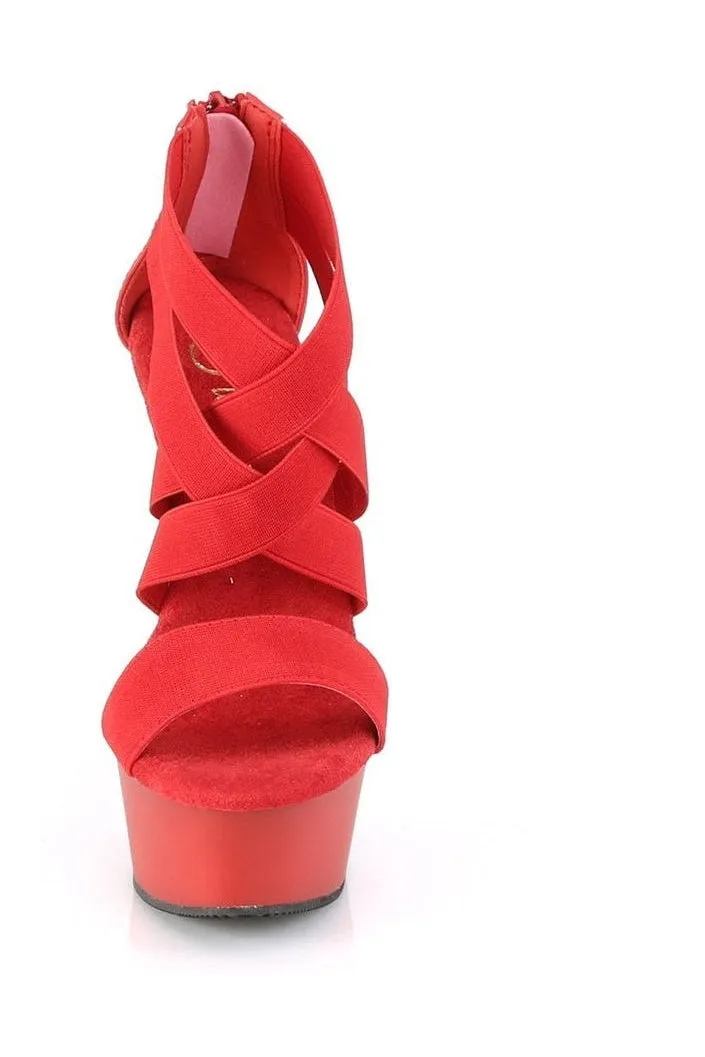 DELIGHT-669 Platform Sandal | Red Elastic