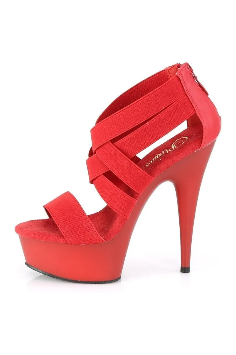 DELIGHT-669 Platform Sandal | Red Elastic