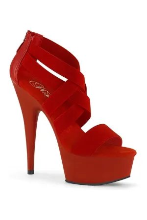 DELIGHT-669 Platform Sandal | Red Elastic