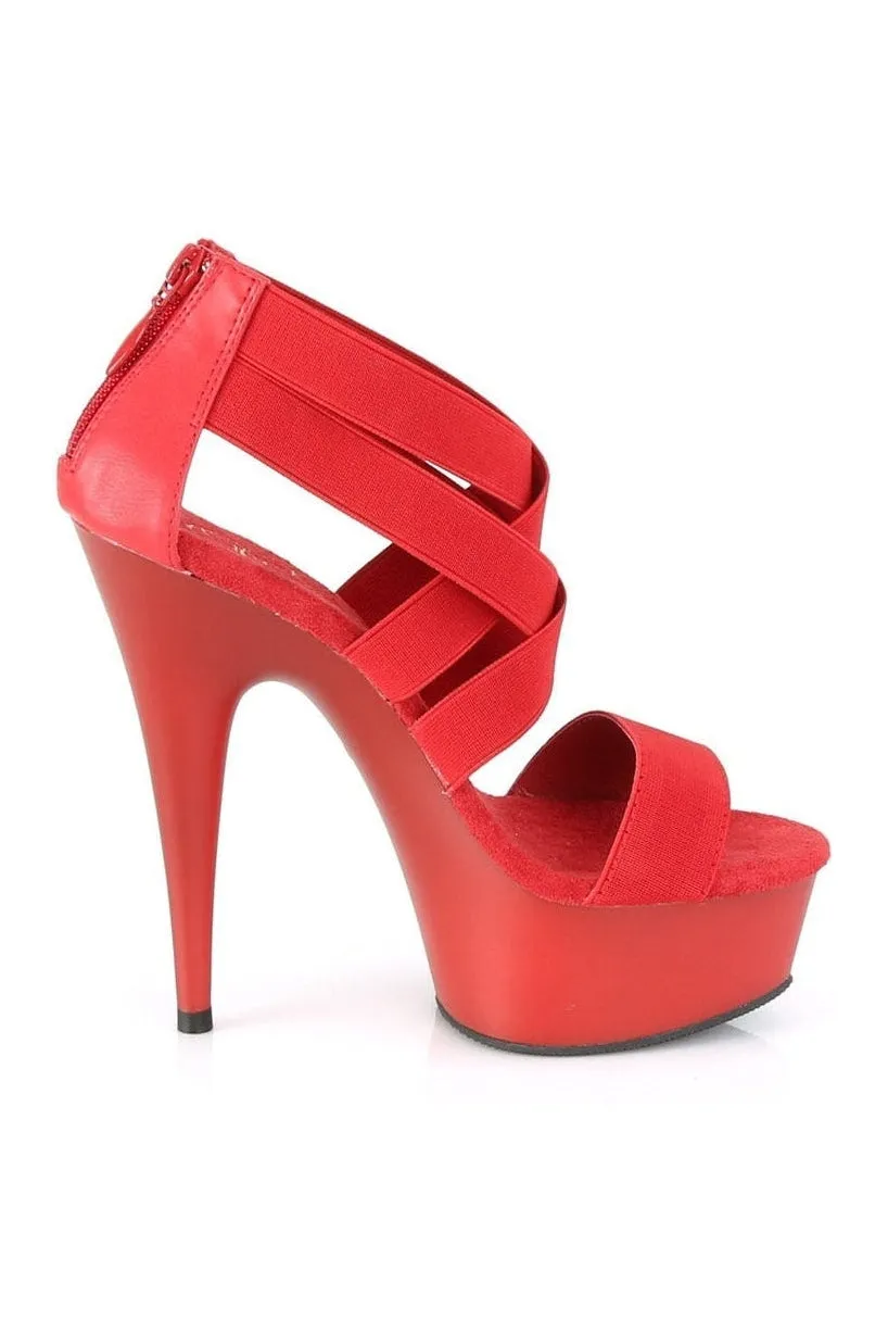 DELIGHT-669 Platform Sandal | Red Elastic