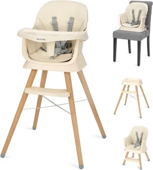 Deluxe 6-in-1 High Chair | Booster | Stool | Low Chair | Grey or Cream | 6m - 99 years