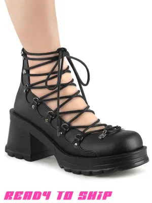 DEMONIA BRATTY 32 - BLACK VEGAN LEATHER